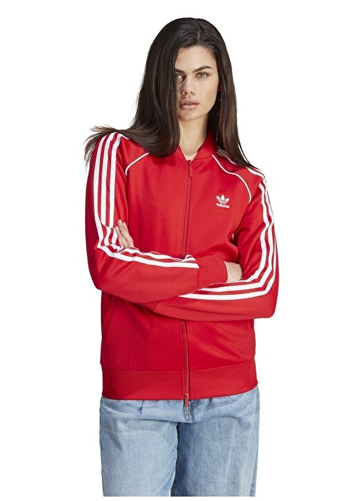 

Красная женская толстовка с круглым вырезом Adidas, Красный