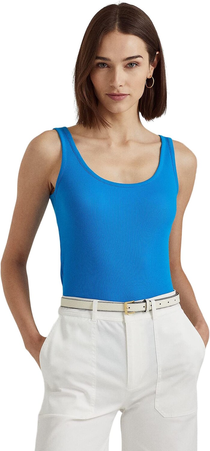 

Майка Cotton-Blend Tank Top LAUREN Ralph Lauren, цвет Blaze Ocean