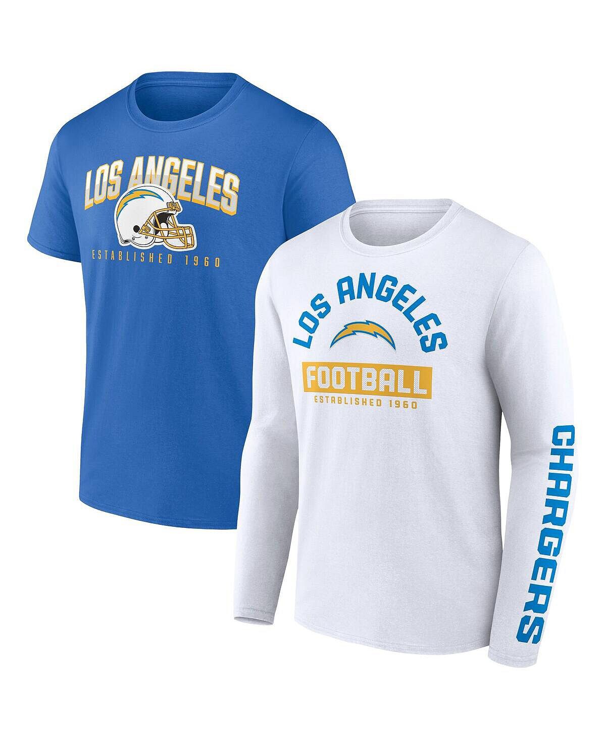 

Мужская комплект из двух футболок с фирменным пудрово-синим и белым Los Angeles Chargers с длинными и короткими рукавами Fanatics, Синий