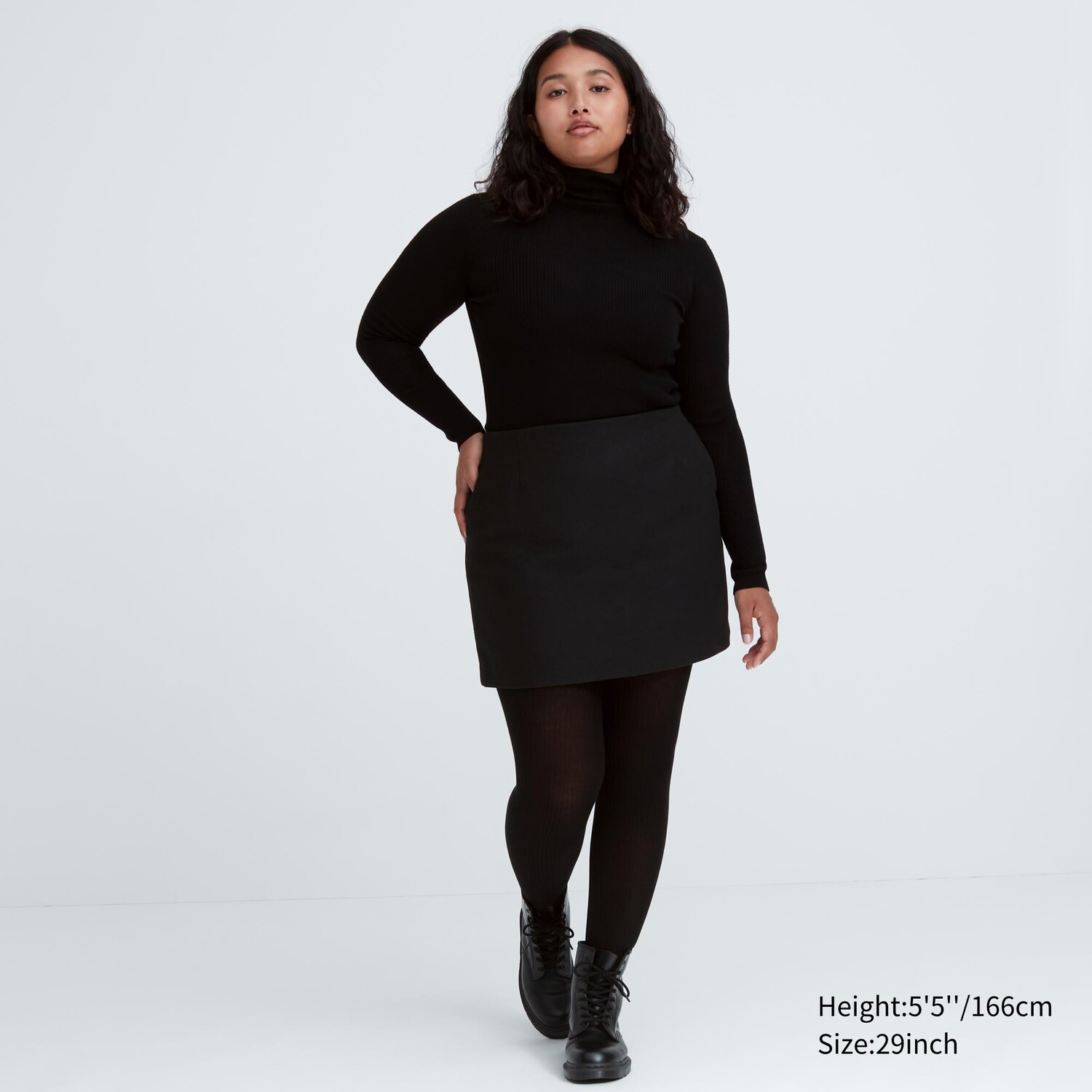 

Мини-юбка из смесовой шерсти Uniqlo, черный