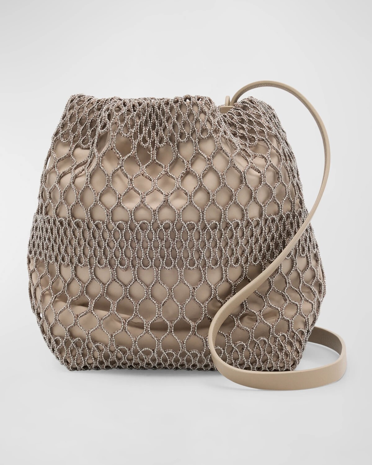

Сумка-ведро Monili с клеткой Brunello Cucinelli, цвет Dark Beige