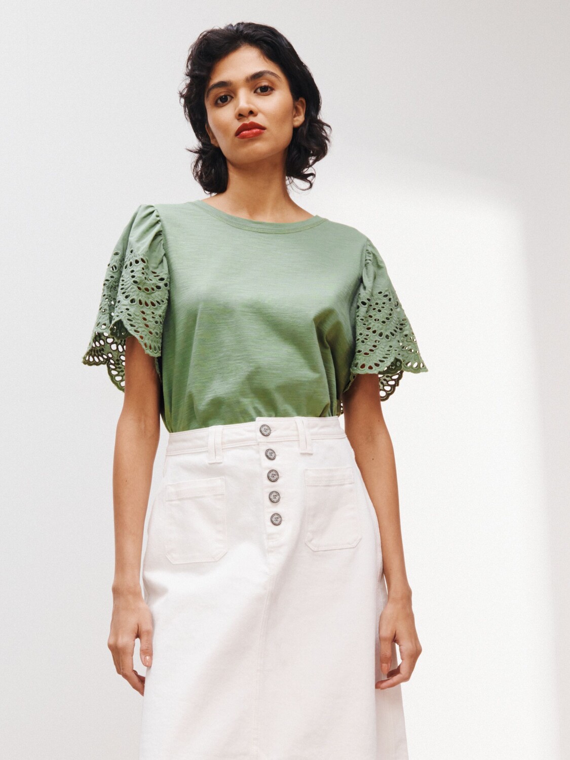 

И/ИЛИ Топ Forta Broderie Anglaise, Оливковый