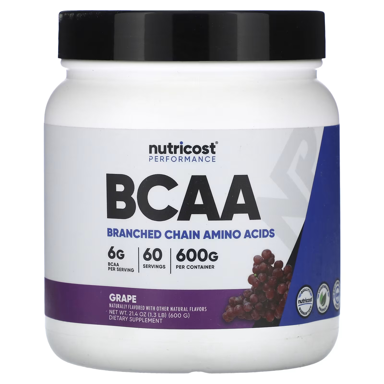 Nutricost Performance BCAA Виноград, 1,3 фунта (600 г) now foods sports bcaa big 6 натуральный виноград 600 г 21 16 унции