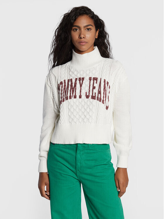 

Укороченный свитер с воротником-водолазкой Tommy Jeans, белый