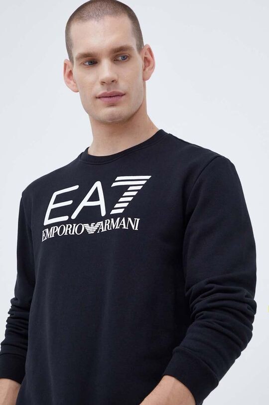 

Хлопковая толстовка EA7 Emporio Armani, черный