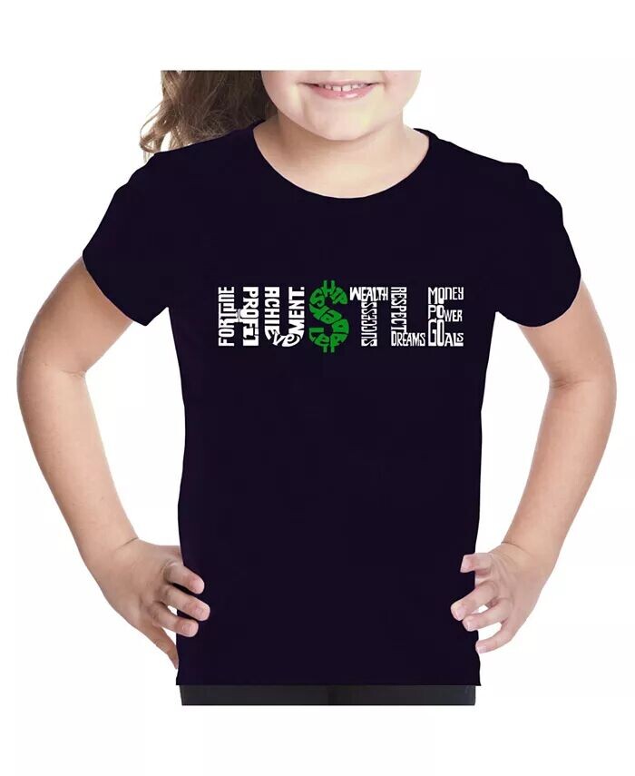 

Футболка для девочек с надписью Word Art - Hustle La Pop Art, черный