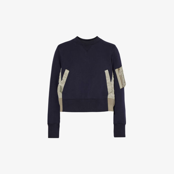 

Толстовка из смесового хлопка с контрастной вставкой Sacai, синий