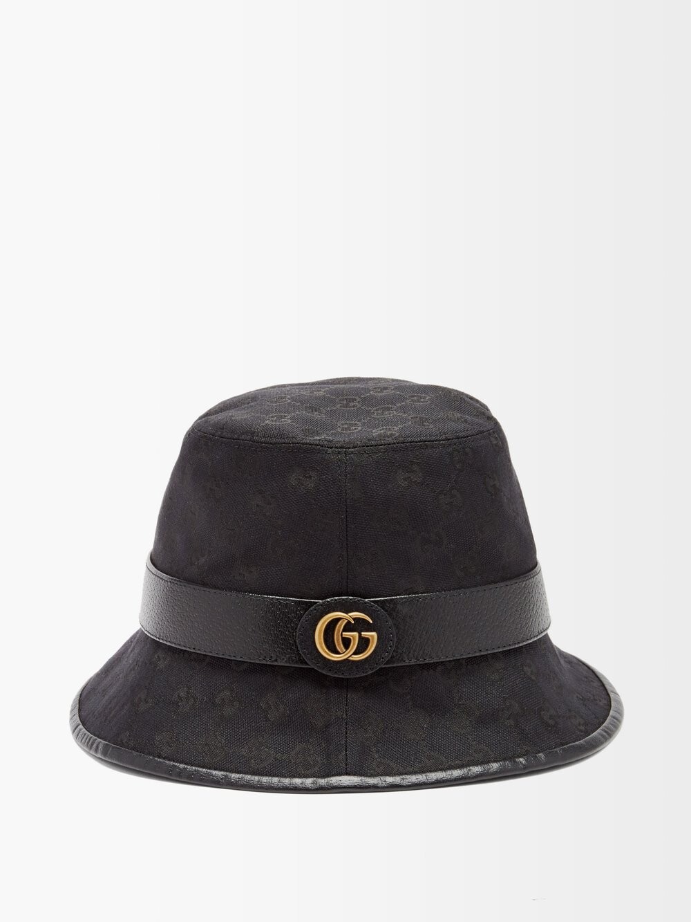 

Панама с кожаной отделкой и монограммой gg Gucci, черный