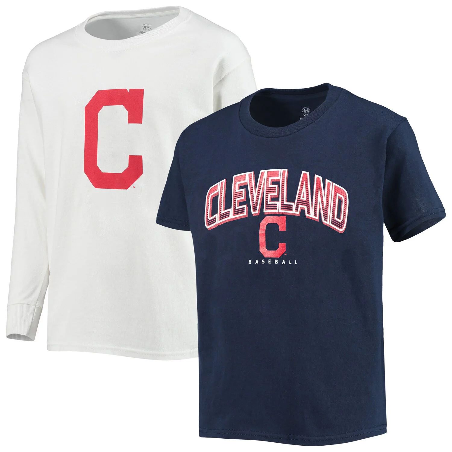 Комбинированный комплект футболок темно-синего/белого цвета Youth Stitches Cleveland Indians Team Stitches