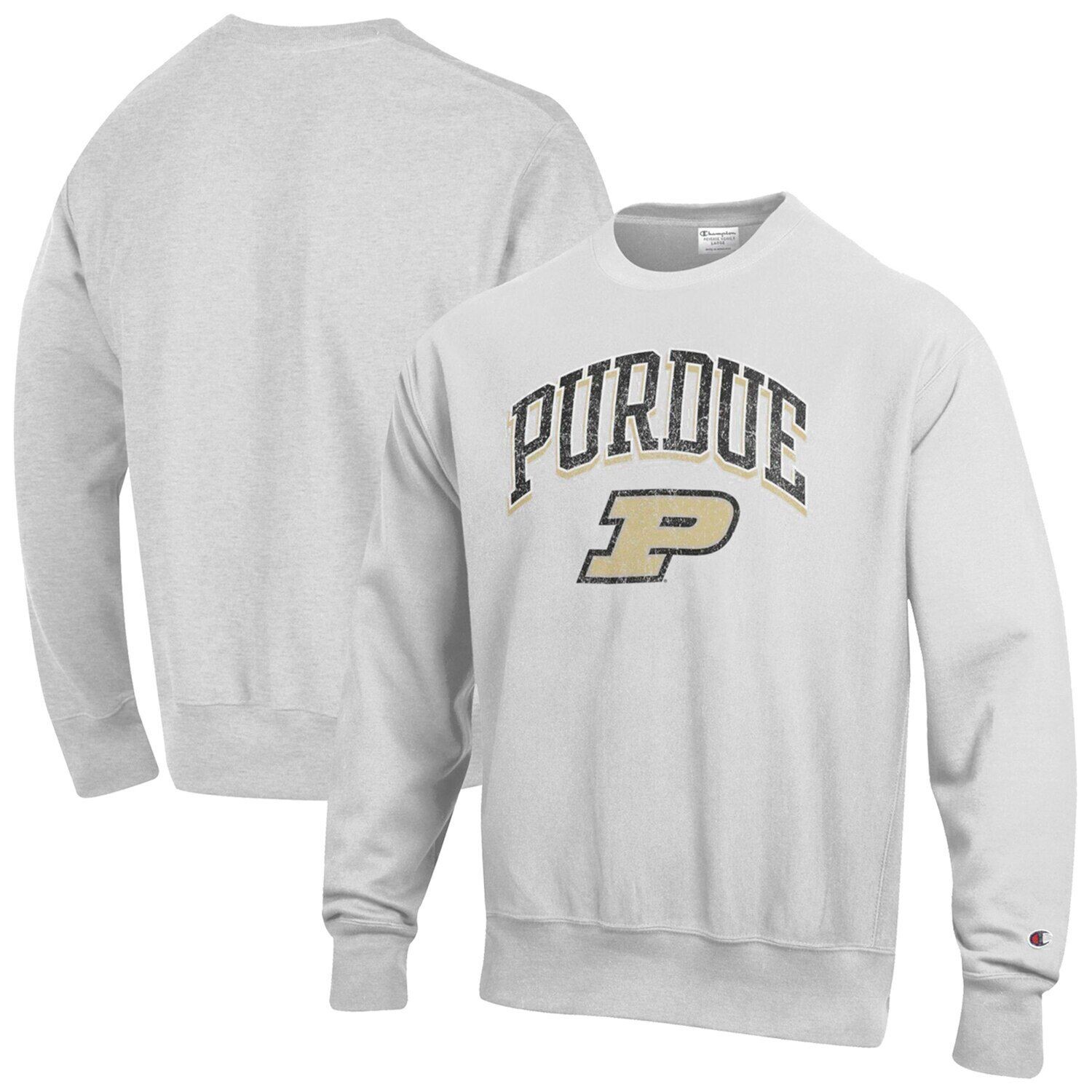 

Мужской серый пуловер с логотипом Purdue Boilermakers обратного переплетения с аркой и логотипом Champion