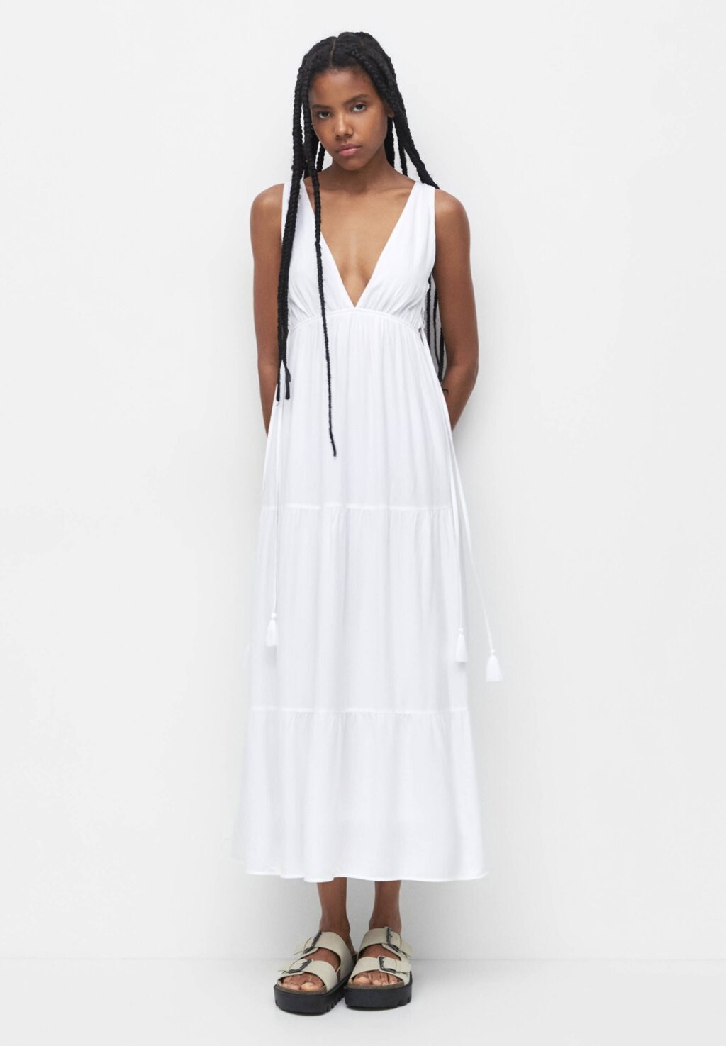 

Длинное платье PULL&BEAR, белый