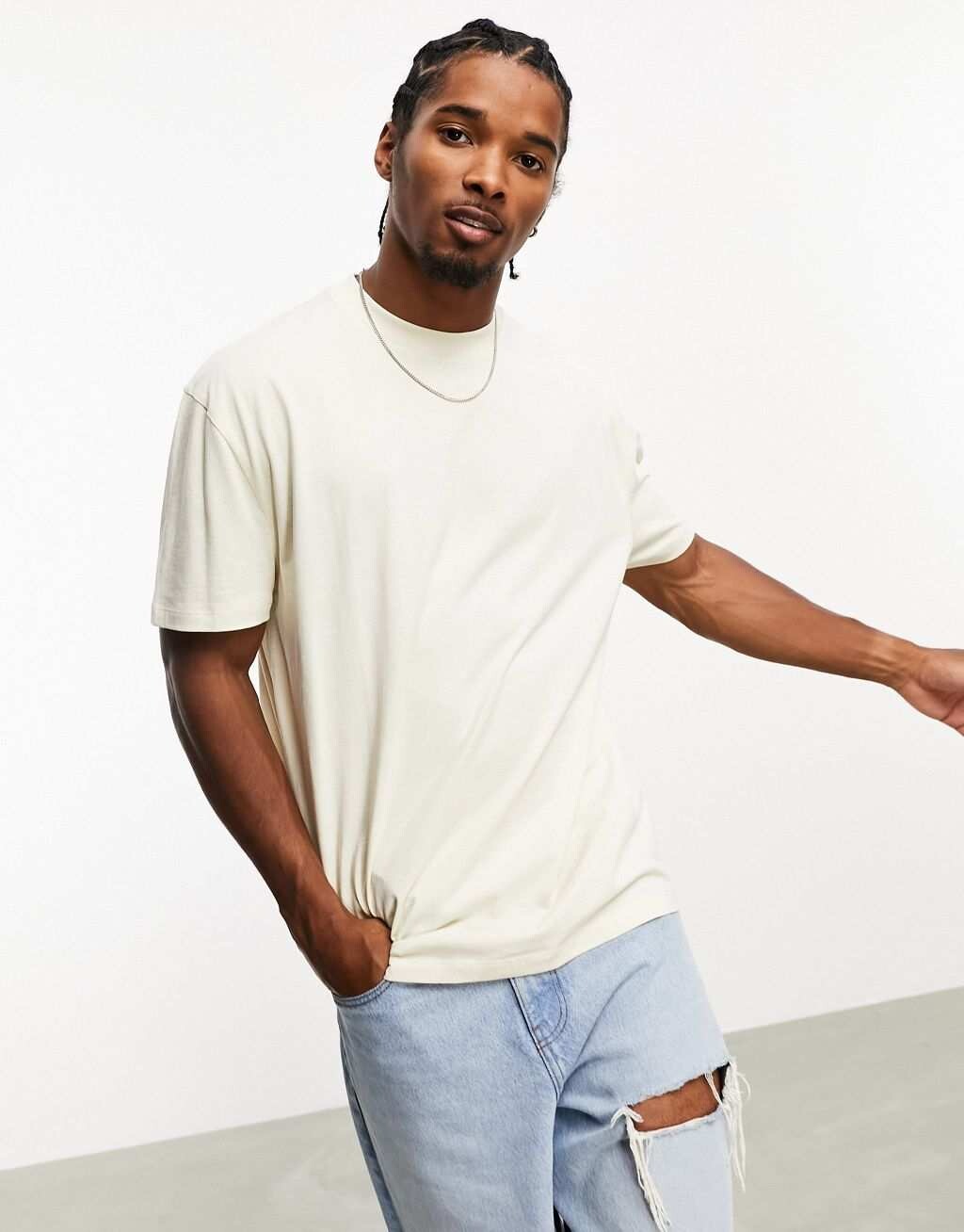 

Бежевая футболка свободного кроя ASOS DESIGN, Бежевый