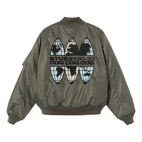 

Куртка Stussy x CDG Crossover MA1 Back Alphabet Printing Long Sleeves Jacket Unisex Green, зеленый