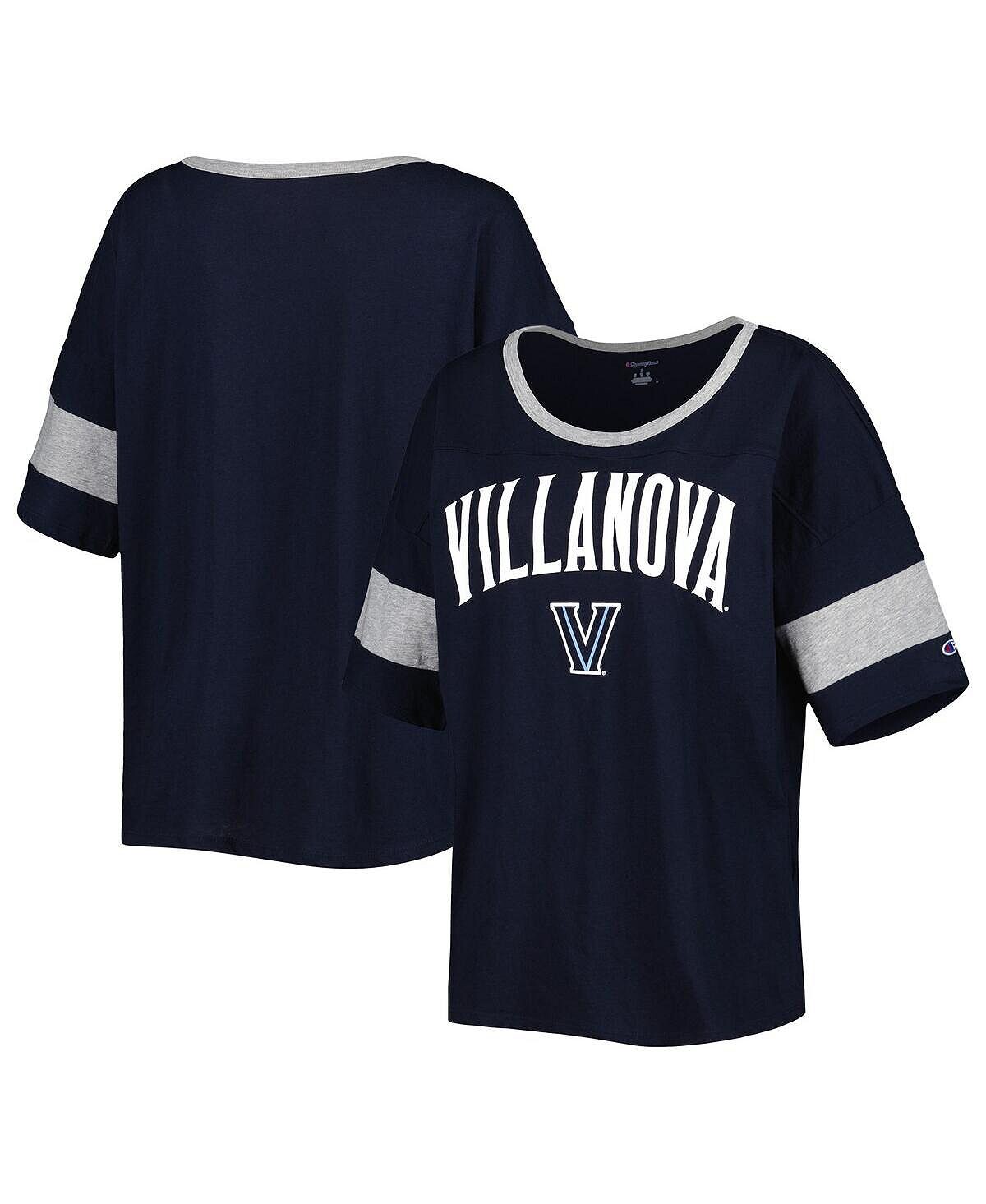 

Женская темно-синяя футболка с короткими рукавами в полоску Villanova Wildcats Jumbo Arch Champion, темно-синий