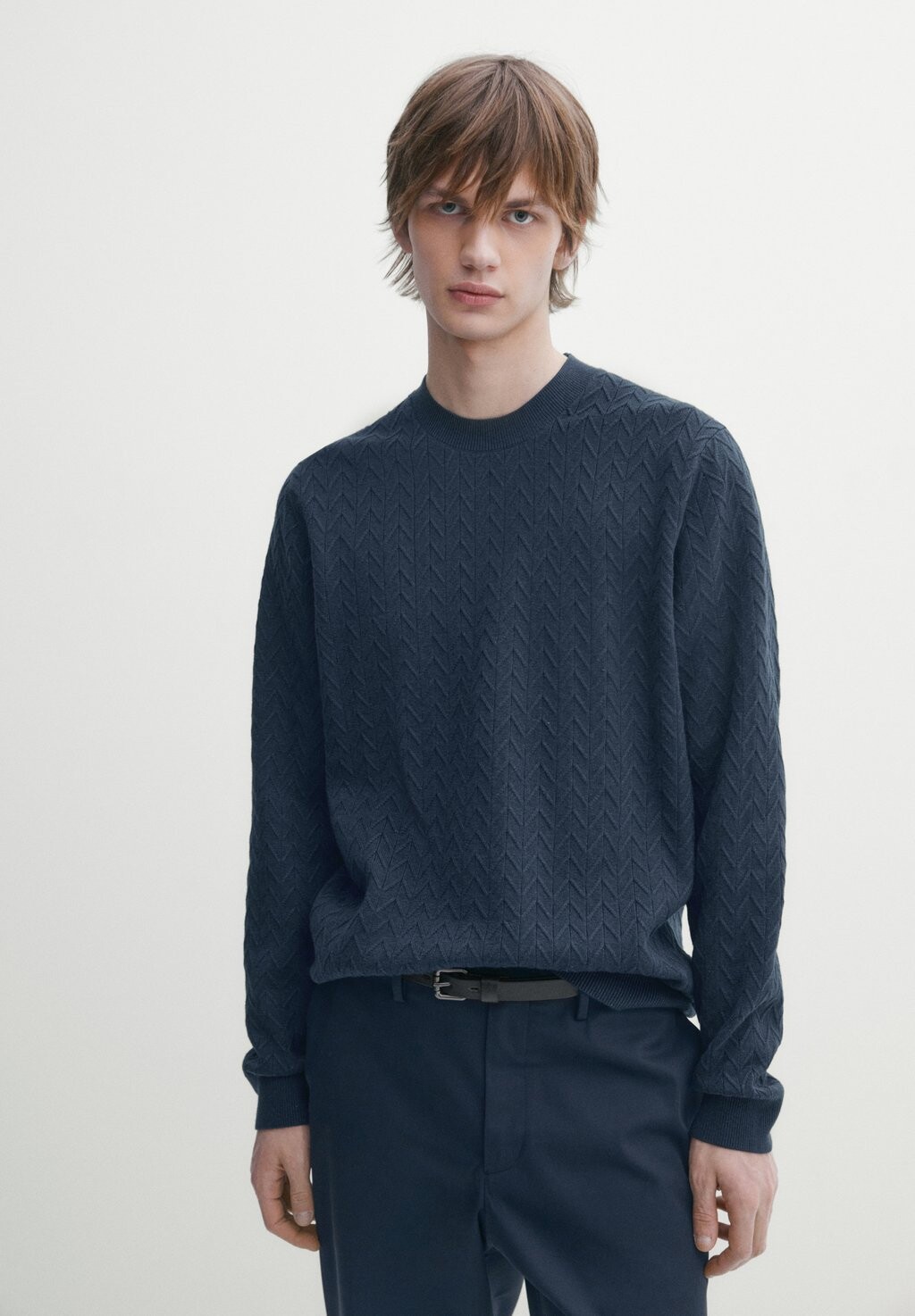 

Свитер Crew Neck Zigzag Massimo Dutti, цвет blue black denim