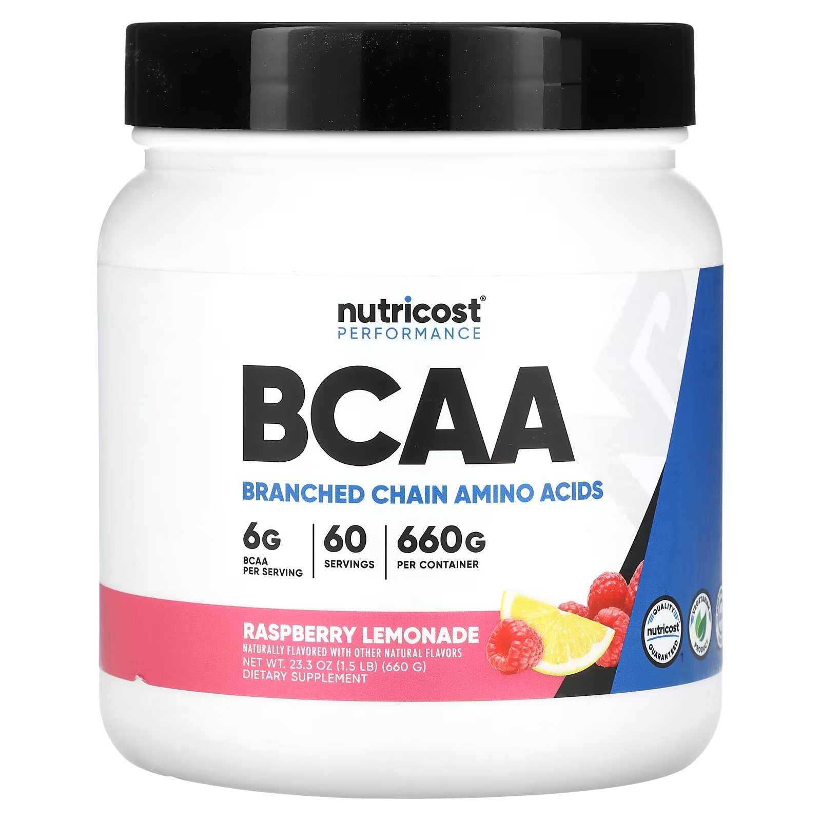 Пищевая добавка Nutricost Performance BCAA малиновый лимонад, 660 г pescience high volume добавка с оксидом азота без кофеина малиновый лимонад 252 г 8 9 унции