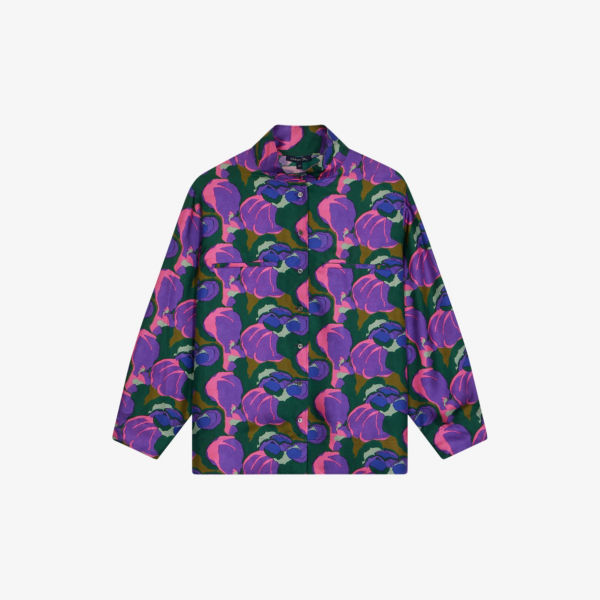 Шелковая рубашка с высоким воротником и графичным принтом Violon Soeur, цвет print