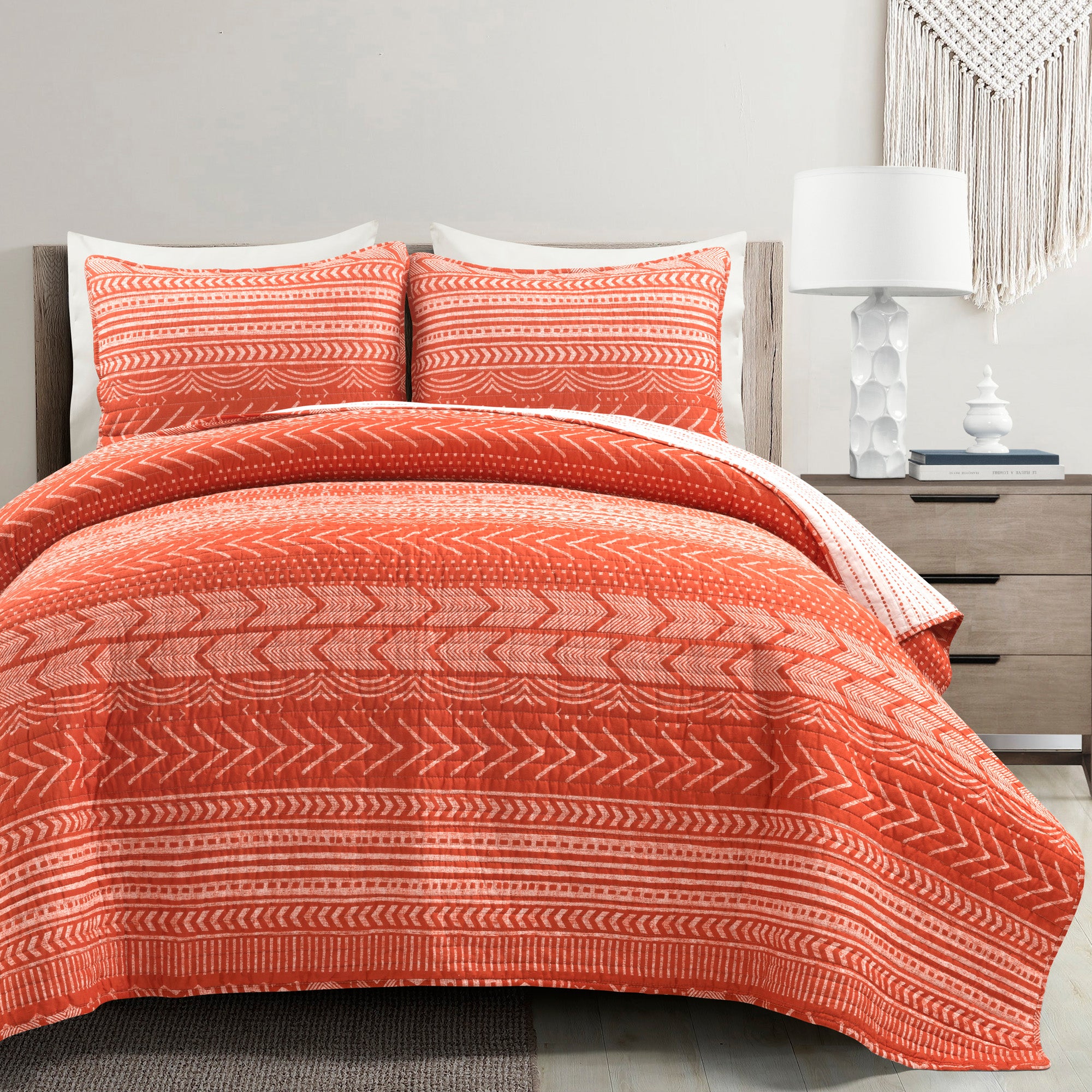 

Одеяло большого размера Hygge Geo Rev. Burnt Orange, комплект из 3 предметов King Lush Decor, цвет Burnt Orange