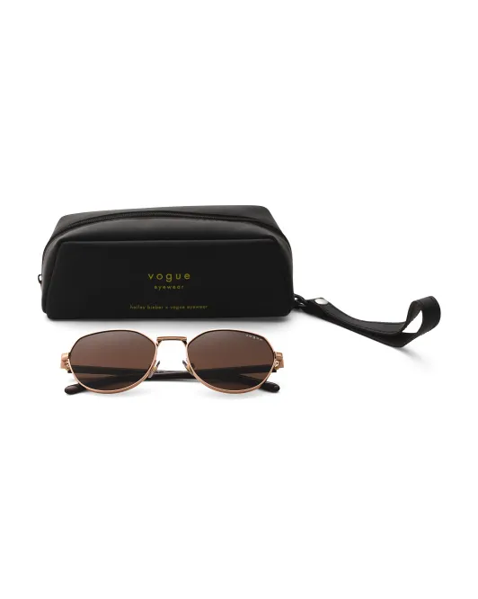 

Круглые солнцезащитные очки 53 мм Vogue, цвет Rose Gold