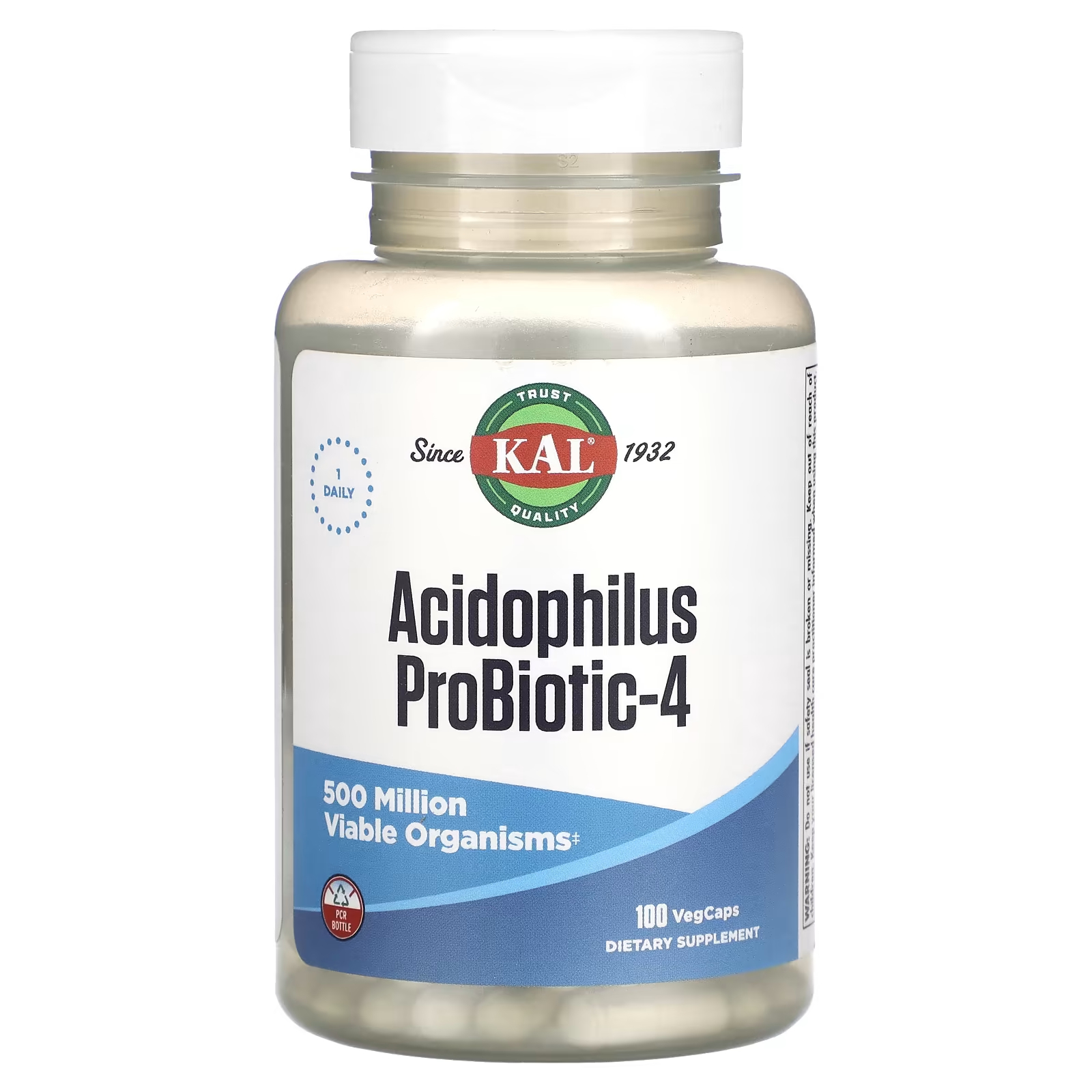Пищевая добавка KAL Ацидофильный пробиотик-4, 100 растительных капсул пищевая добавка kal d 3 mag glycinate 90 растительных капсул