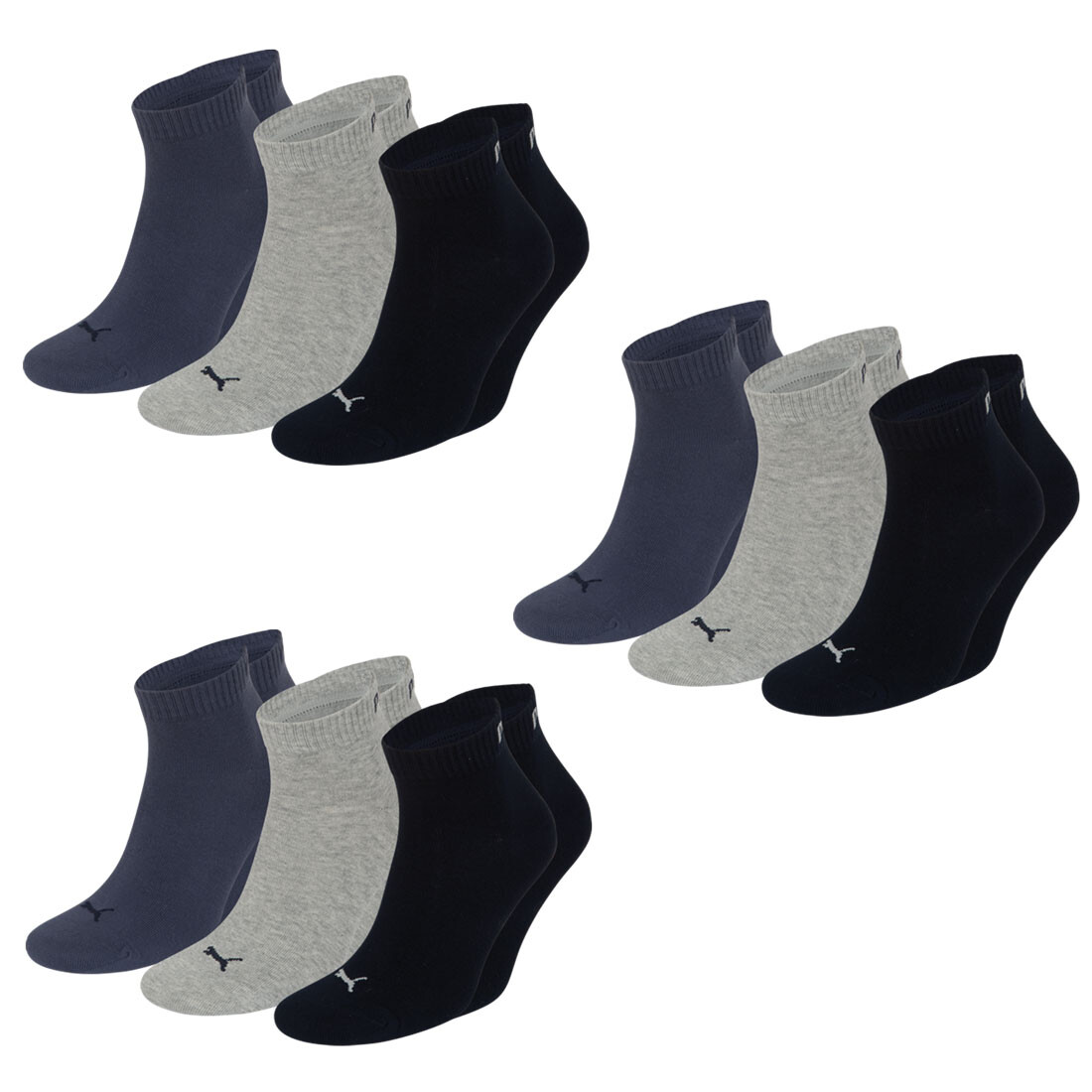 

Носки Puma Quarter 9 шт, цвет Navy/Grau/Blau