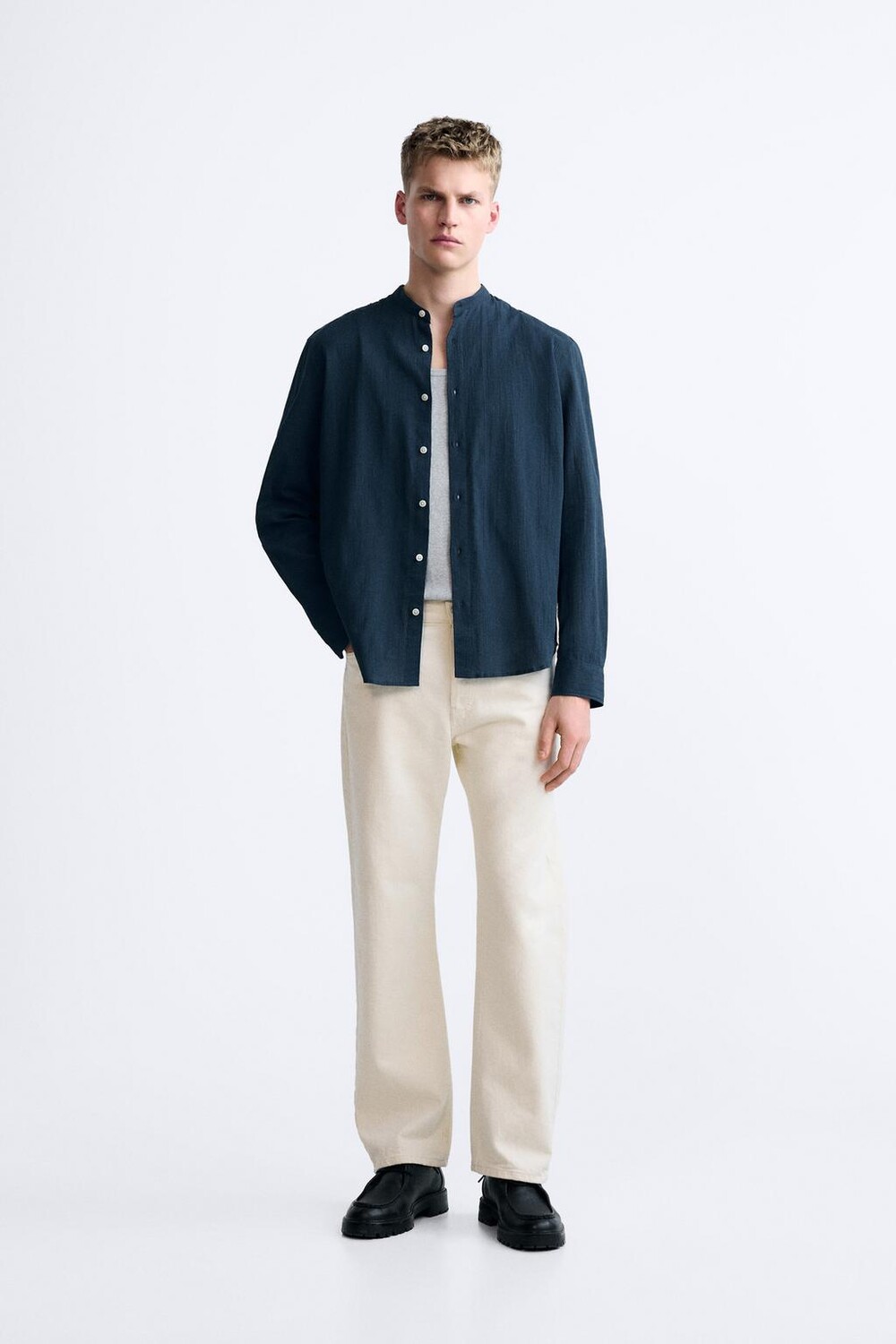 

Рубашка из хлопка ZARA, чернила синие