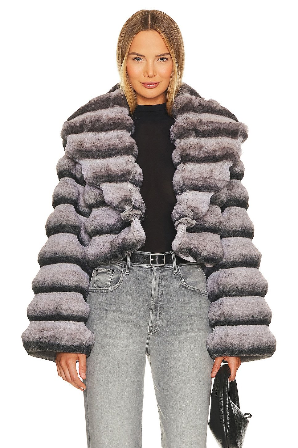 

Куртка Adrienne Landau Faux Fur Chinchilla, серый