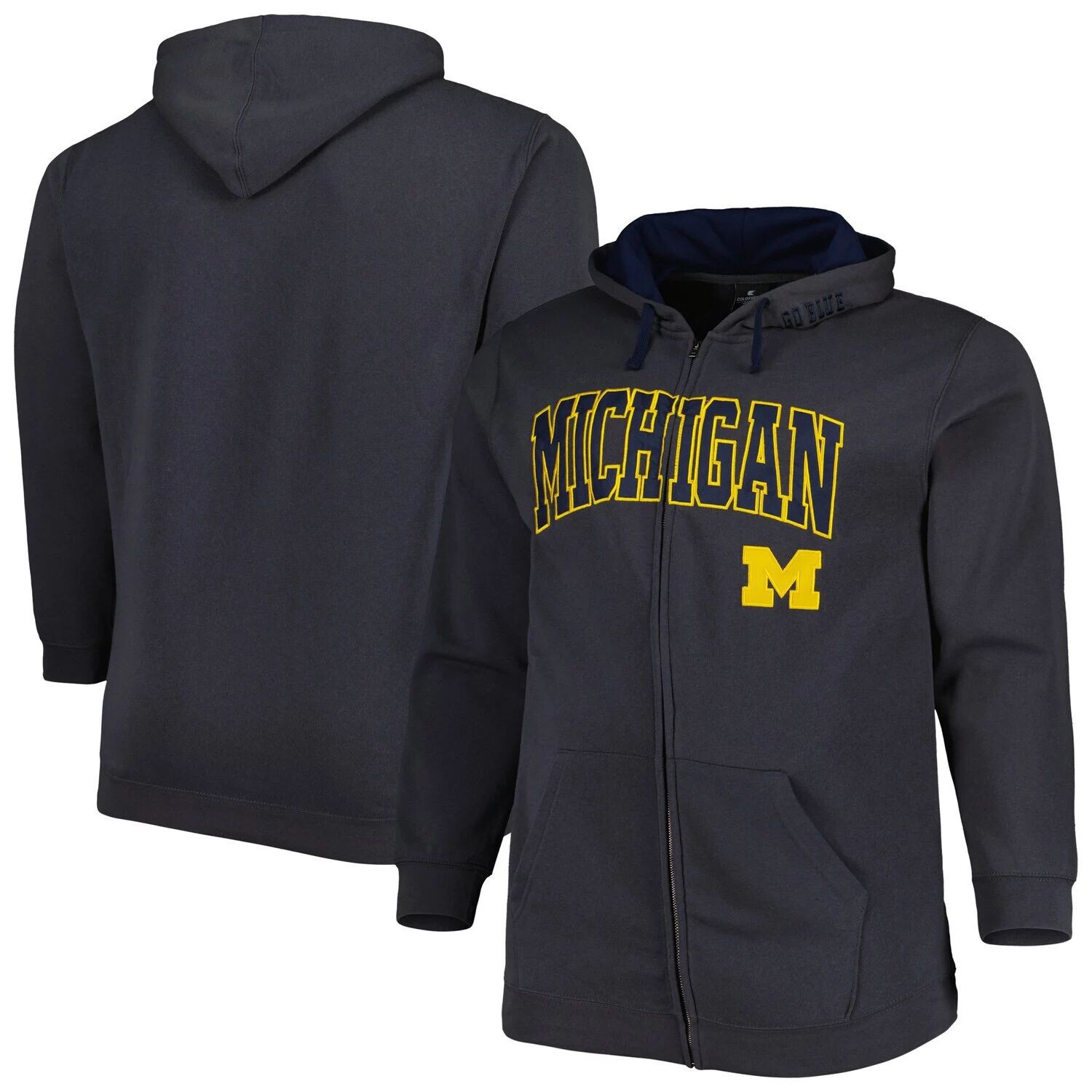 

Мужская темно-серая толстовка с молнией во всю длину Michigan Wolverines Big & Tall Team Colosseum