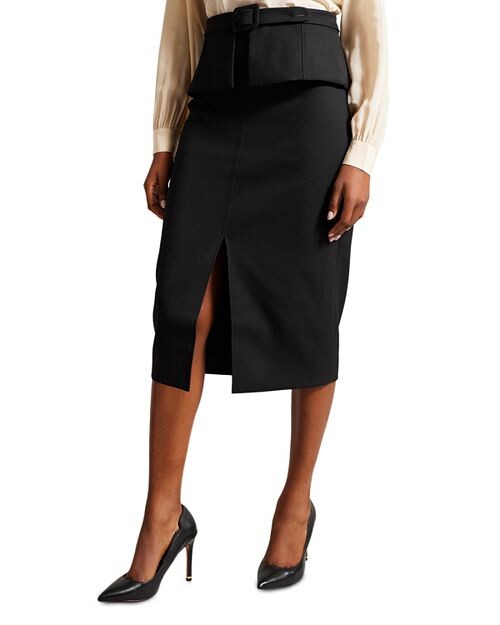 

Юбка миди с баской и поясом Floreei Ted Baker, цвет Black