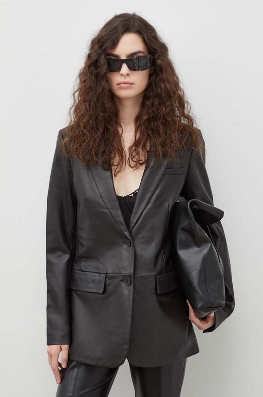 

Кожаный пиджак The Kooples, черный