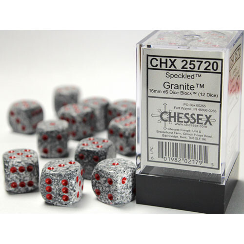 

Аксессуары Chessex Chessex 16mm d6 Set: Speckled - Granite w/Red (12)