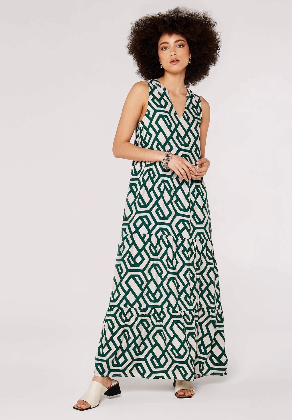 

Длинное платье Geometric Tiered Apricot, зеленый