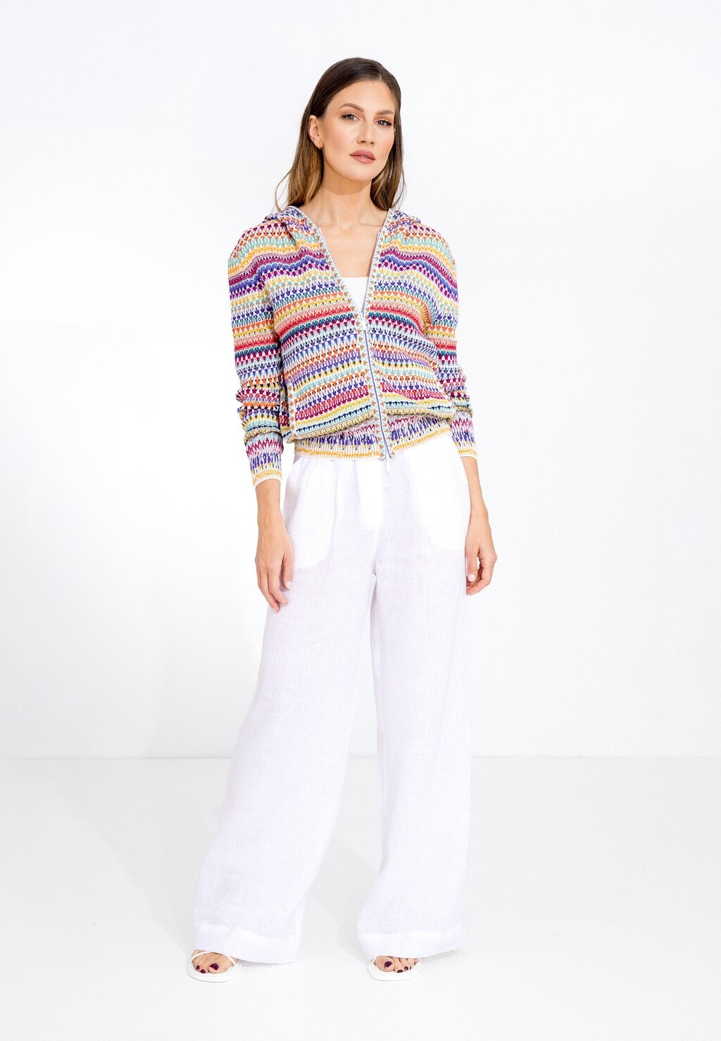 

Кардиган JACQUARD JACKET WITH HOODY, STRIPE PATTERN Ivko