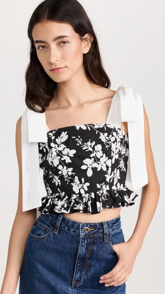 

Топ endless rose Contrast Bow Tie Printed, черный