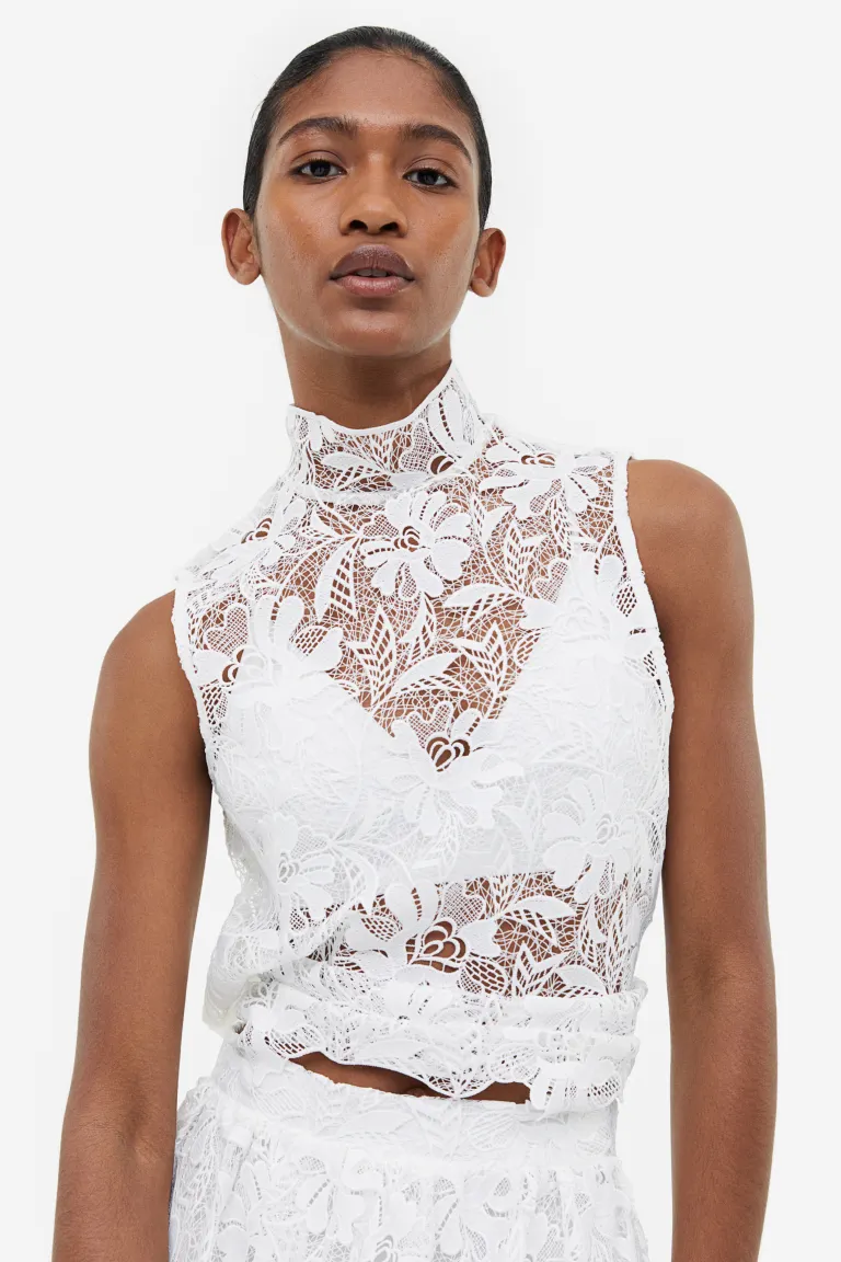 Кружевная юбка а-силуэта H&M, белый юбка reserved нежного цвета 44 размер