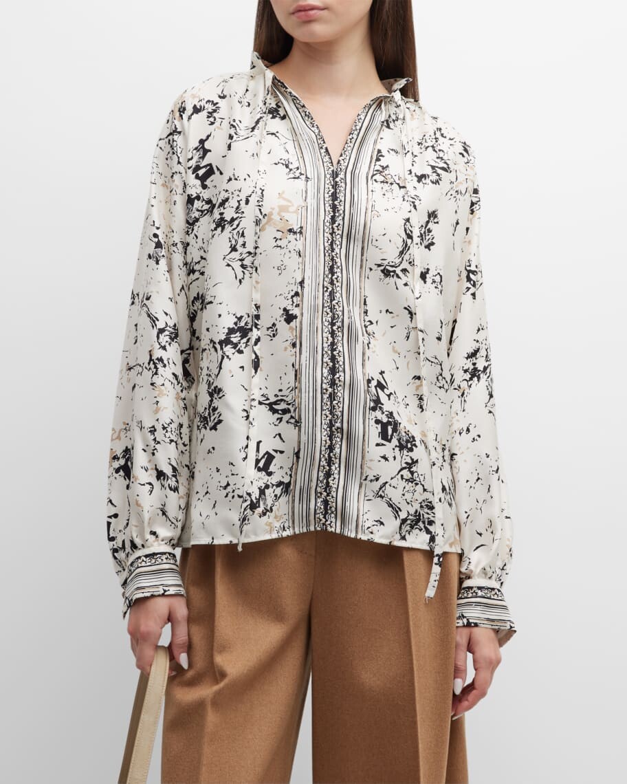 

Блузка с цветочным принтом и завязками на шее Ardenne Max Mara