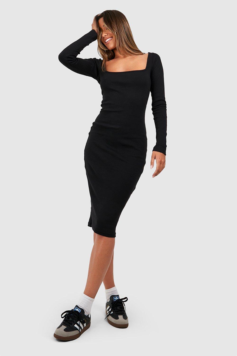 облегающее платье миди tenley walter baker black Базовое платье миди с квадратным вырезом boohoo, черный