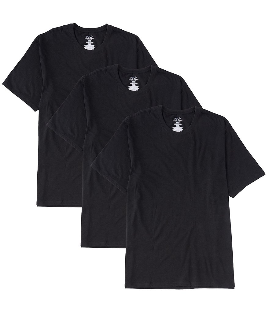 Комплект из 3 эластичных классических футболок с круглым вырезом Polo Ralph Lauren Big & Tall, черный