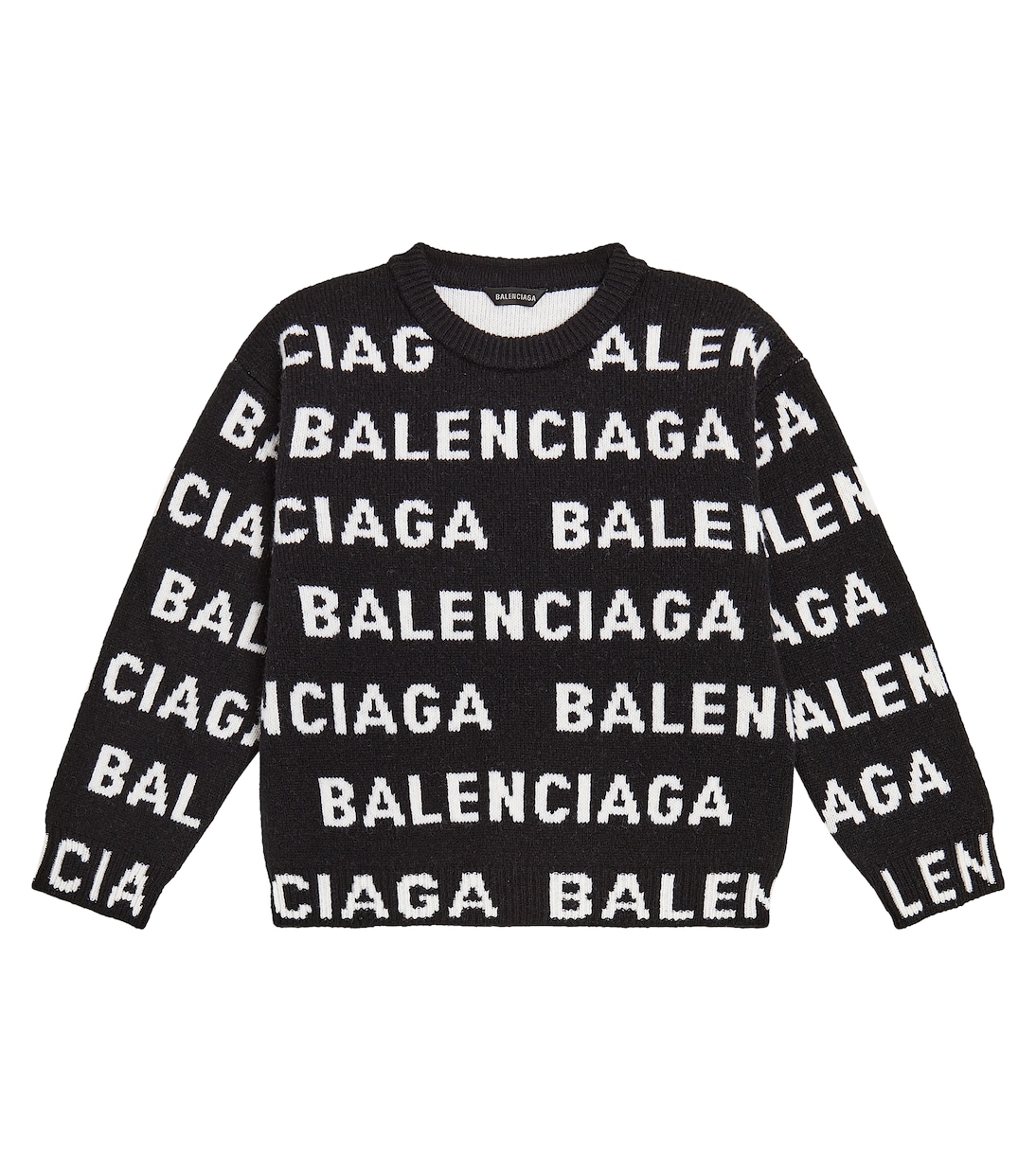 Шерстяной свитер Balenciaga Kids, черный