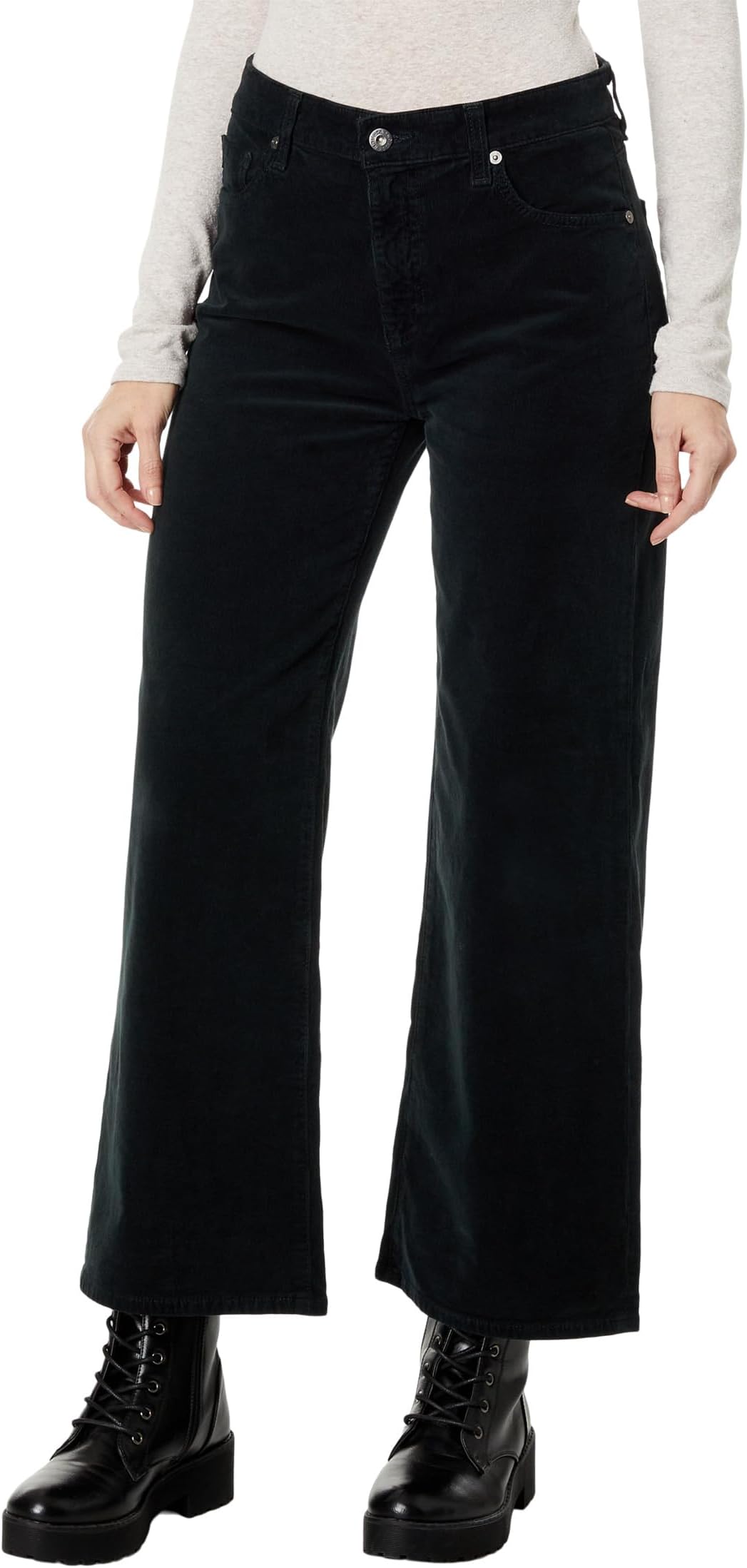 цена Джинсы Saige High-Rise Wide Leg Crop in Sulfur Smooth Slate AG Jeans, цвет Sulfur Smooth Slate