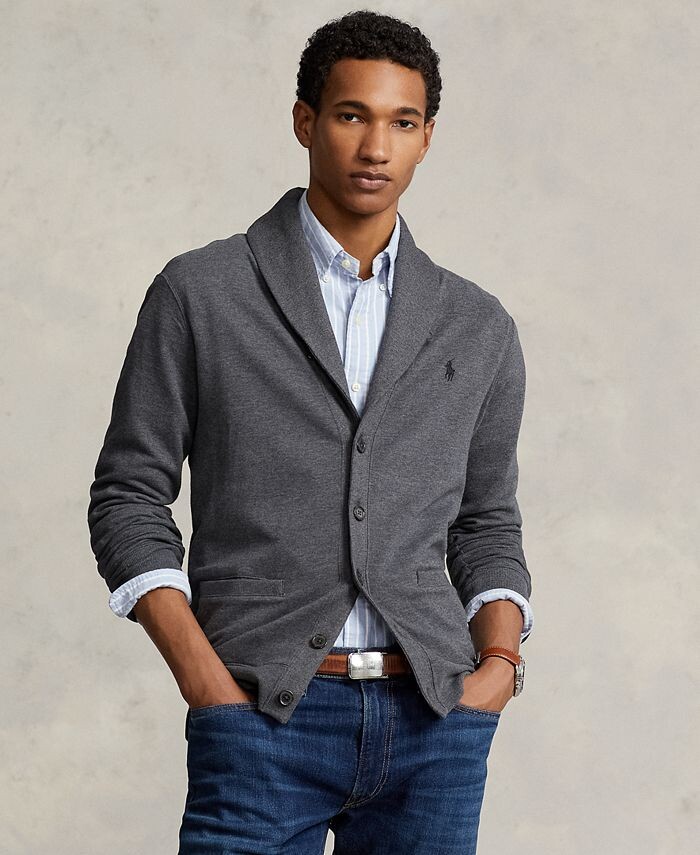 

Роскошный мужской кардиган из джерси Polo Ralph Lauren, серый