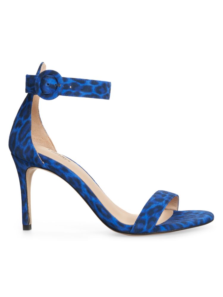 Бархатные сандалии Gisele II с леопардовым принтом L'Agence, цвет Cobalt Blue