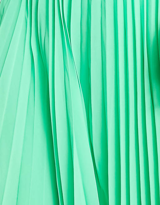 Яблочно-зеленая плиссированная юбка миди ASOS DESIGN цена и фото
