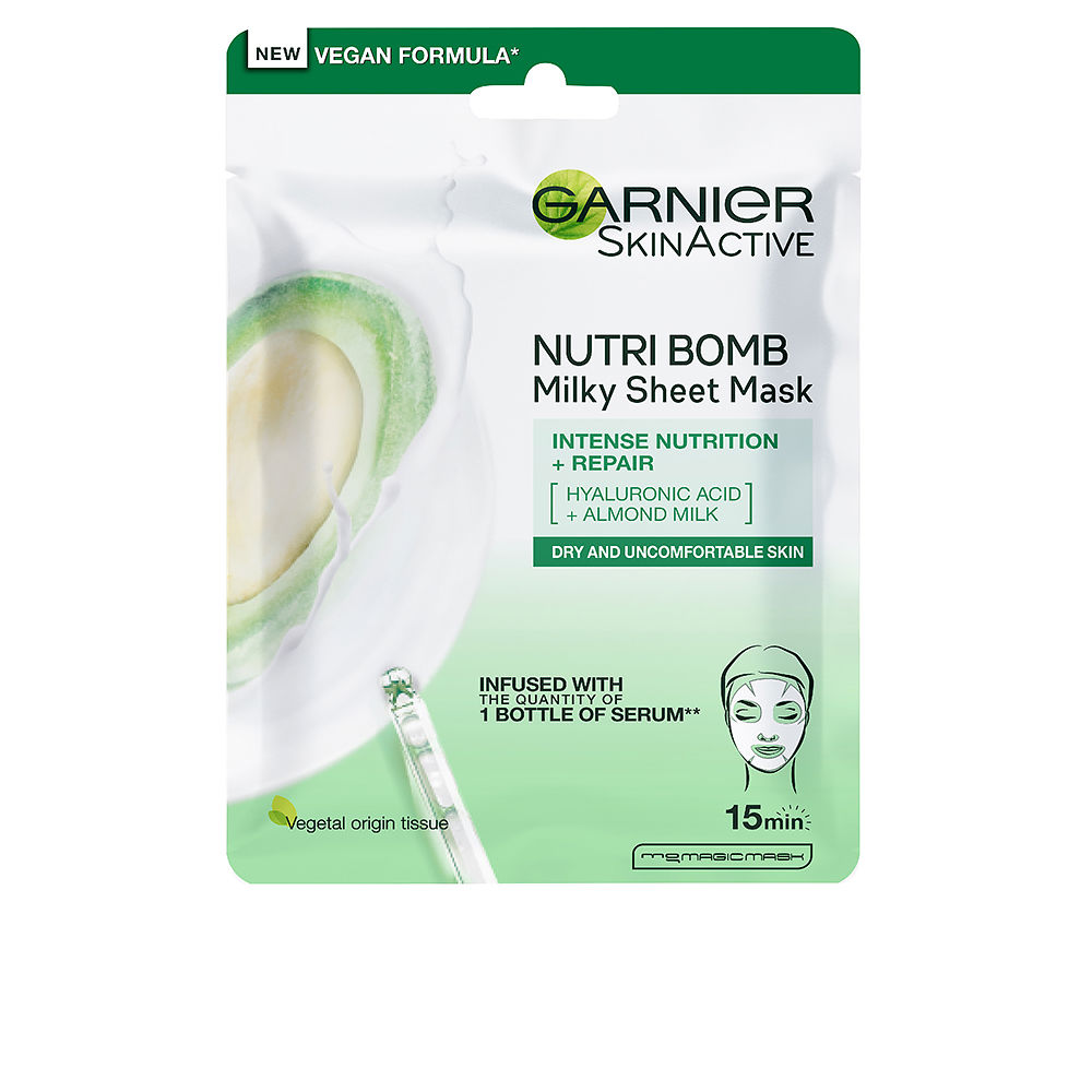 Маска для лица Skinactive nutri bomb mask facial nutritiva reparadora Garnier, 1 шт garnier skin naturals гиуалроновая тканевая алоэ маска супер увлажняющая и восстанавливающая 32 г