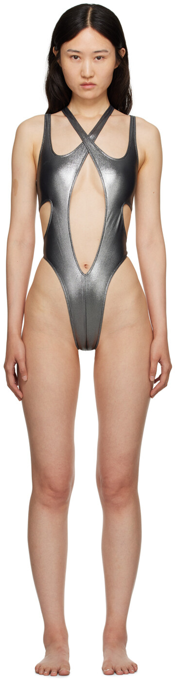 

Купальник Mugler Серебряный скрещенный