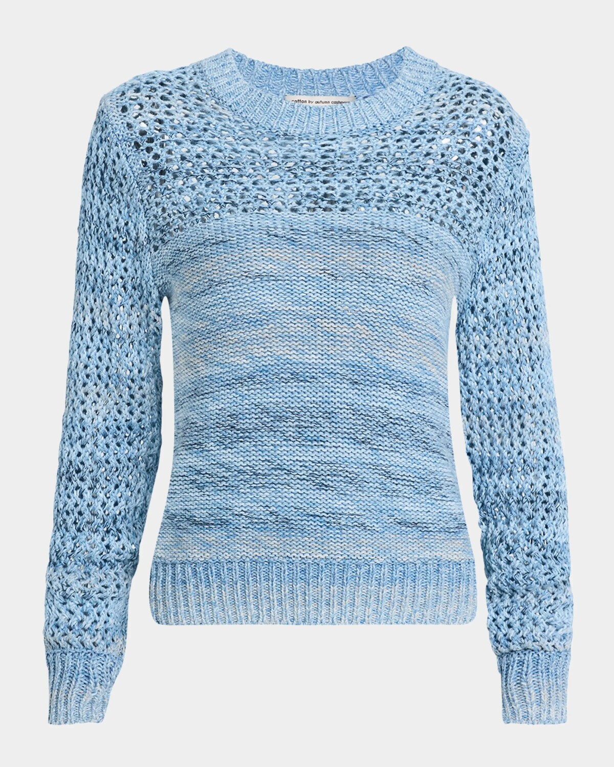 

Хлопковый свитер с круглым вырезом и сетчатой ​​строчкой Autumn Cashmere, цвет Stonewash Combo