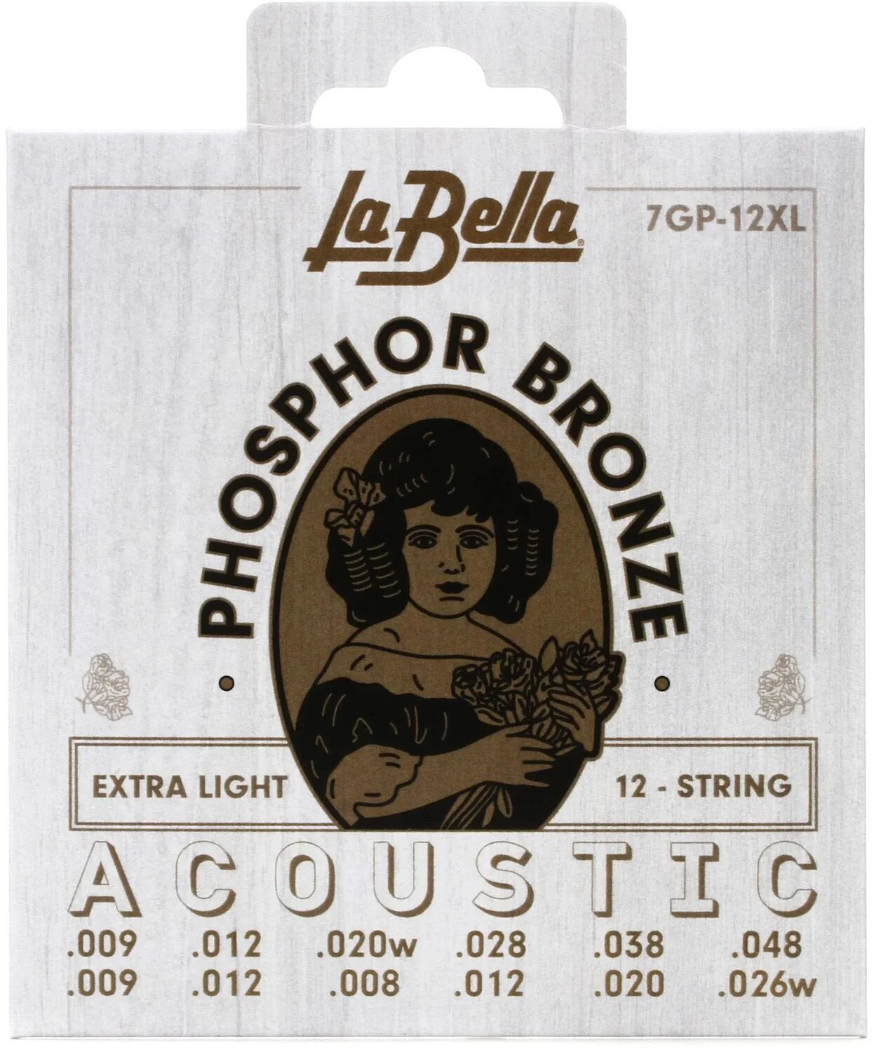 

Струны для акустической гитары La Bella 7GP-12XL из фосфористой бронзы — .009-.048 Extra Light, 12-струнная