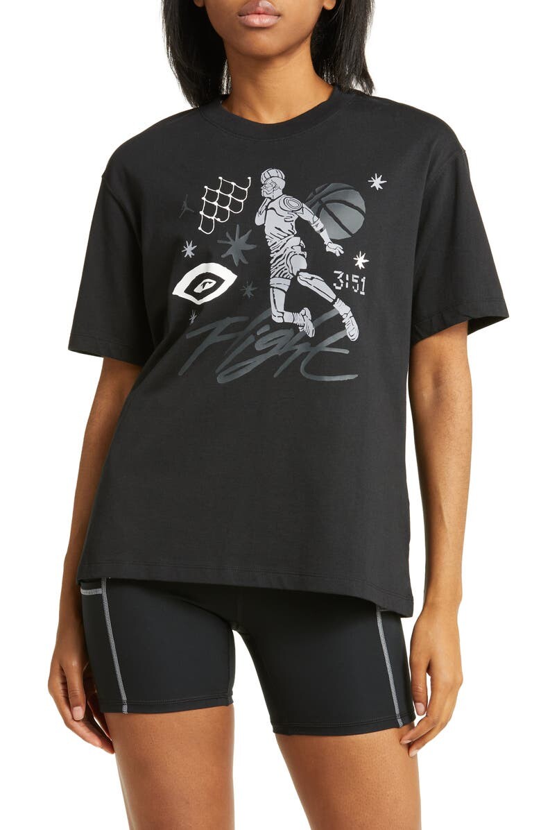 

Футболка Oversize с графическим принтом Flight JORDAN, черный