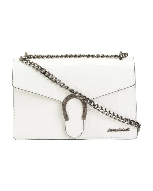 

Сделано в Италии Кожаная металлическая фурнитура с клапаном через плечо Marina Galanti, белый