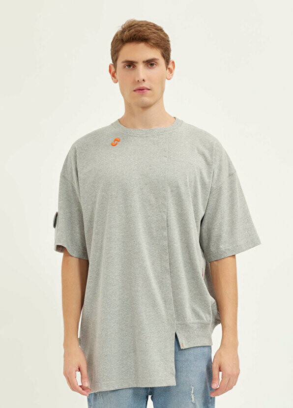 

Серая асимметричная футболка enu oversize Nasaqu, Серый